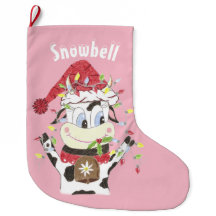 Gepersonaliseerde koe roze kerstvoorraad