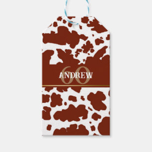 Gepersonaliseerde Koe Spots Print Boer Verjaardag Cadeaulabel