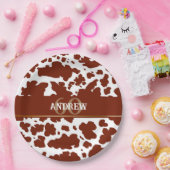 Gepersonaliseerde Koe Spots Print Boer Verjaardag Papieren Bordje (Feest)