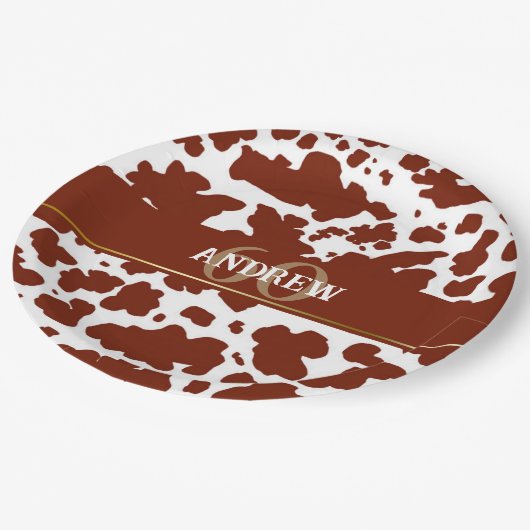 Gepersonaliseerde Koe Spots Print Boer Verjaardag Papieren Bordje (Gekanteld)