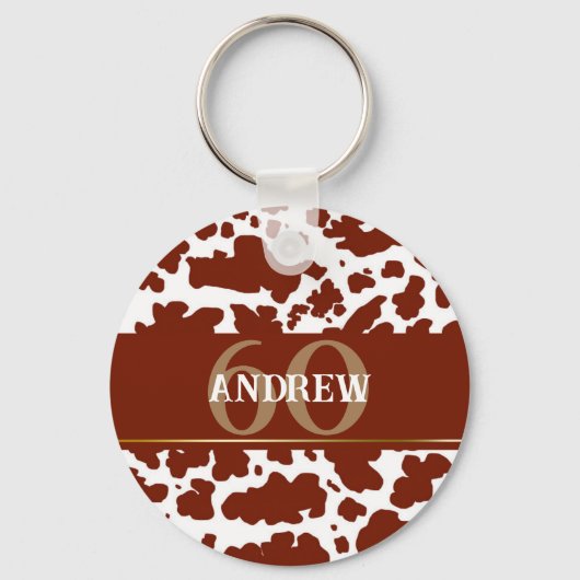 Gepersonaliseerde Koe Spots Print Boer Verjaardag Sleutelhanger (Voorkant)