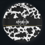 Gepersonaliseerde Koe Spots Print Farmer 60 Verjaa Papieren Bordje<br><div class="desc">Gepersonaliseerde klassieker en trendy zwart-wit koe skin spots textuur design verjaardagsfeestje servies. Koe vlekken dierenprint</div>