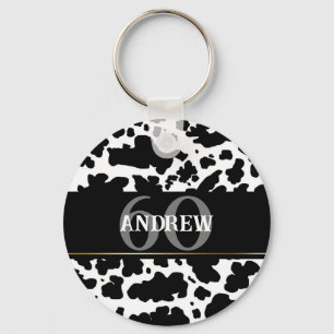 Gepersonaliseerde Koe Spots Print Farmer Cowboy Sleutelhanger