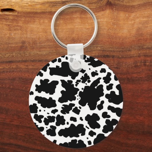 Gepersonaliseerde Koe Spots Print Farmer Cowboy Sleutelhanger (Achterkant)