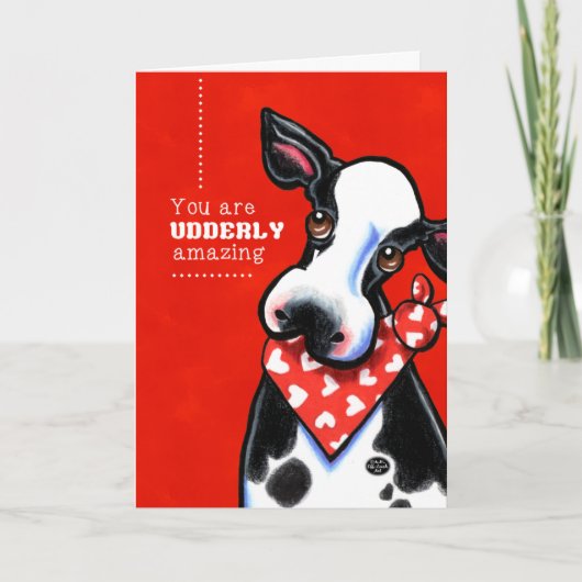 Gepersonaliseerde Koe van het Liefje van Udderly Feestdagen Kaart (Voorkant)