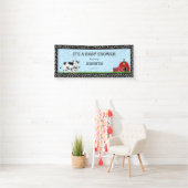 Gepersonaliseerde Koeien zwart-wit Baby shower Spandoek (Insitu)