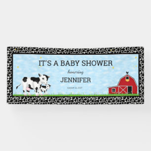 Gepersonaliseerde Koeien zwart-wit Baby shower Spandoek