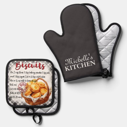 Gepersonaliseerde koekjes bakken recept ovenwant & pannenlap set (Voorkant / Achterkant)