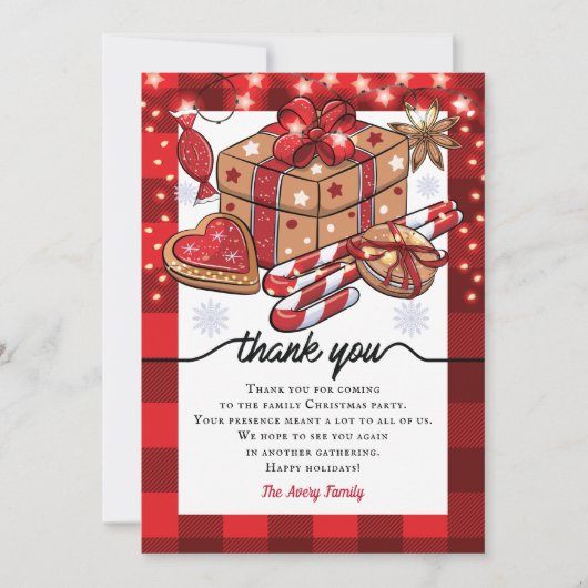 Gepersonaliseerde koekjes en cacaokerstfeest bedankkaart (Voorkant)
