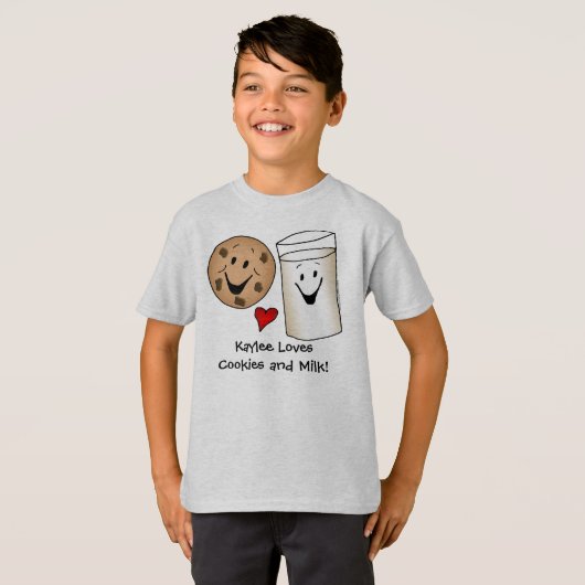Gepersonaliseerde koekjes en melkT-shirt T-shirt (Voorkant volledig)