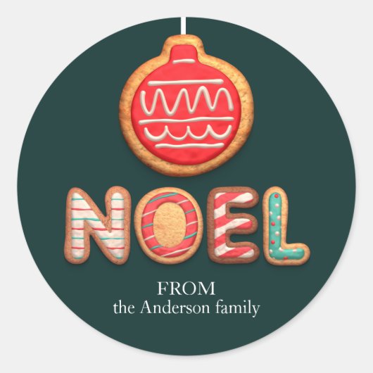 Gepersonaliseerde koekjes Kerstmis met kerstbal Va Ronde Sticker (Voorkant)