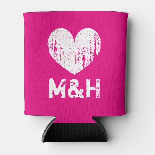 Gepersonaliseerde koelbox van het monogram neonroz blikjeskoeler (Voorkant)