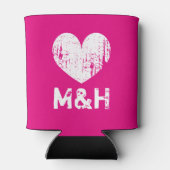 Gepersonaliseerde koelbox van het monogram neonroz blikjeskoeler (Achterkant)