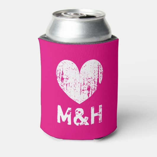 Gepersonaliseerde koelbox van het monogram neonroz blikjeskoeler (Blikje Achterkant)