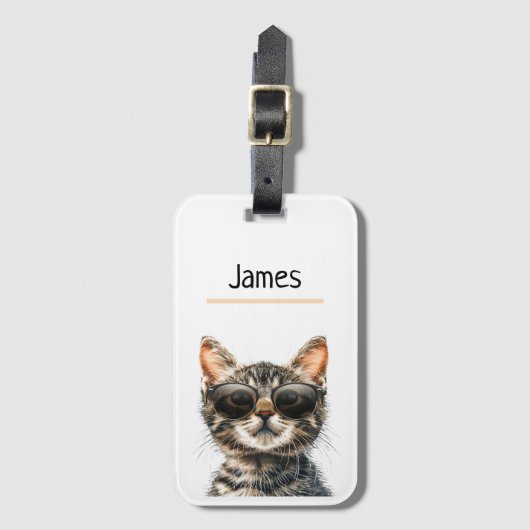 Gepersonaliseerde koele kat bagagelabel (Voorkant (verticaal))