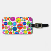 Gepersonaliseerde koele kleurrijke groovy vredessy bagagelabel (Voorkant horizontaal)