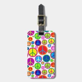 Gepersonaliseerde koele kleurrijke groovy vredessy bagagelabel