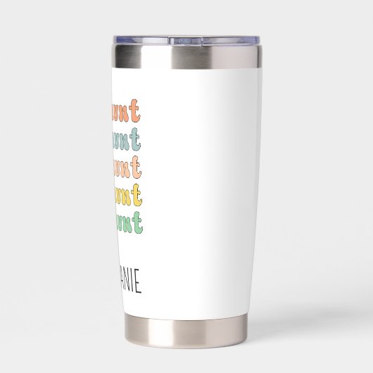 Gepersonaliseerde koele tante moderne retro tante geïsoleerde drinkbeker (Achterkant)