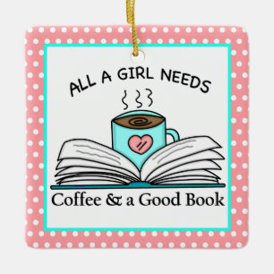 Gepersonaliseerde koffie en een goed boek keramisch ornament