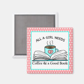 Gepersonaliseerde koffie en een goed boek magneet (Voorkant / Achterkant)