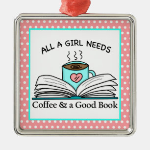 Gepersonaliseerde koffie en een goed boek metalen ornament