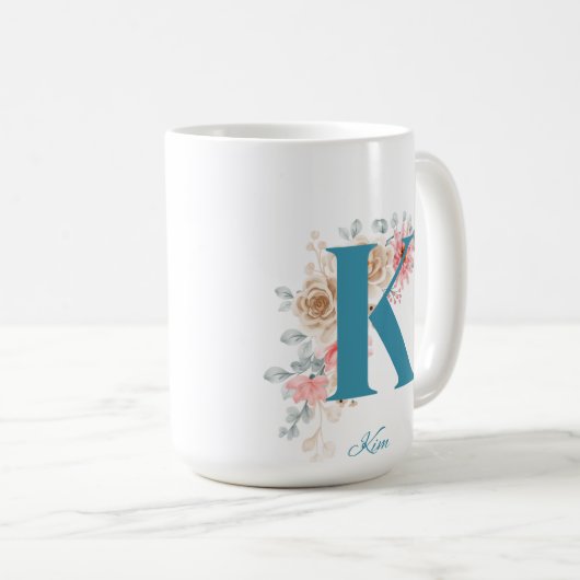 Gepersonaliseerde koffie Mok letter K (Voorkant rechts)