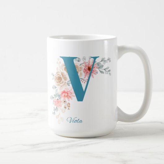 Gepersonaliseerde koffie Mok Letter V (Rechts)