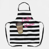 Gepersonaliseerde koffie Queen Striped Apron Schort (Voorkant)