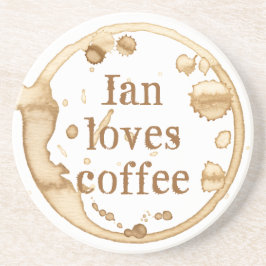 Gepersonaliseerde koffie vlekken grunge tekst plez zandsteen onderzetter