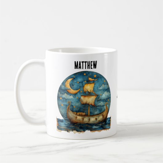 Gepersonaliseerde koffiemok met Vikingschip (Links)