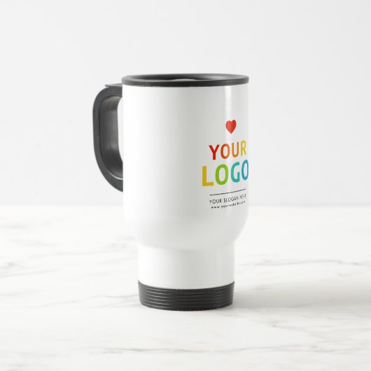 Gepersonaliseerde koffietumbler | Uw zakelijke Log Reisbeker (Voorkant links)