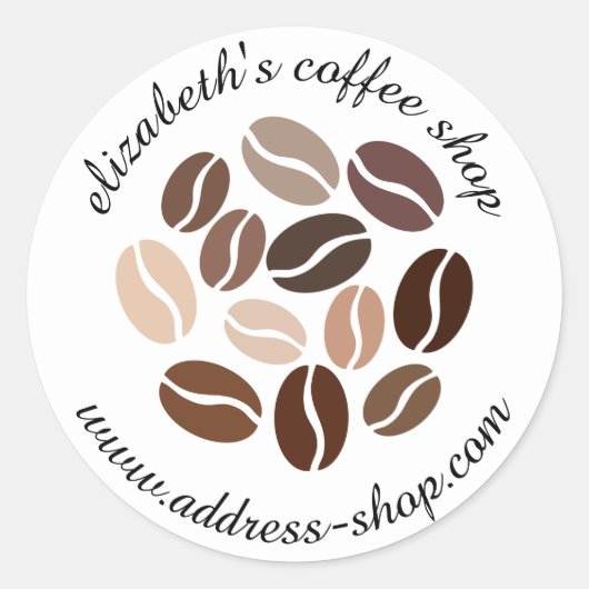 Gepersonaliseerde koffiewinkel ronde sticker (Voorkant)