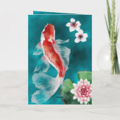 Gepersonaliseerde Koi Fish, Cherry Blossom Birthda Kaart (Achterkant)