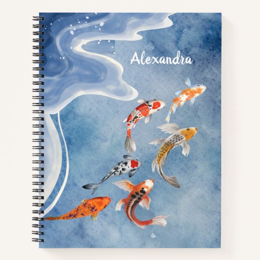 Gepersonaliseerde Koi Vis Spiraal Notebook Notitieboek (Voorkant)