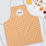 Gepersonaliseerde koken  perzik schort<br><div class="desc">Aangepast koken schort met een stijlvolle perzik achtergrond die kan worden veranderd in elke kleur,  een  polka dot patroon,  uw initiaal,  naam,  en een zoete bakcitaat.</div>