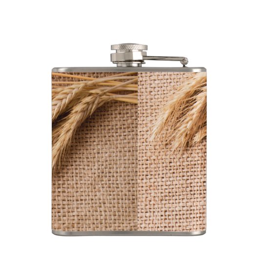 Gepersonaliseerde kolf tarwe op Burlap Sack Countr Heupfles (Achterkant)