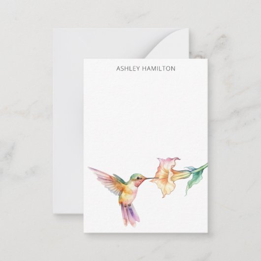 Gepersonaliseerde kolibrie bloem notitiekaartje (Voorkant)