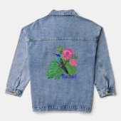 Gepersonaliseerde kolibrie en bloemen denim jacket (Achterkant)