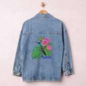 Gepersonaliseerde kolibrie en bloemen denim jacket (Hangar)
