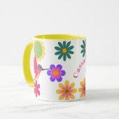 Gepersonaliseerde kolibrie en bloemen mok (Voorkant links)