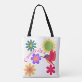 Gepersonaliseerde kolibrie en bloemen tote bag (Achterkant)