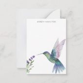 Gepersonaliseerde kolibrie lavendel notitiekaartje (Voorkant)
