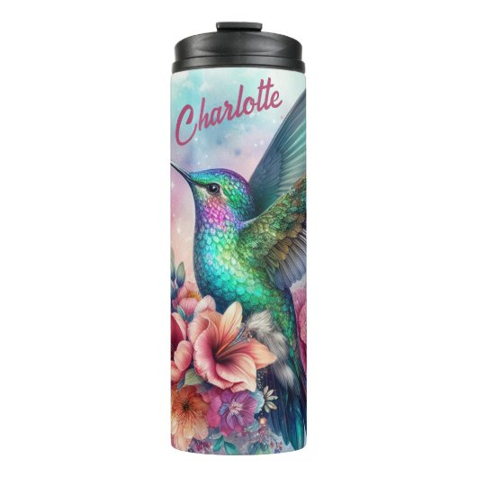 Gepersonaliseerde kolibrie thermische tumbler thermosbeker (Voorkant)