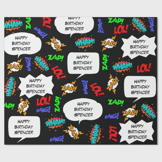 Gepersonaliseerde komische verjaardag cadeaupapier (Vlak)