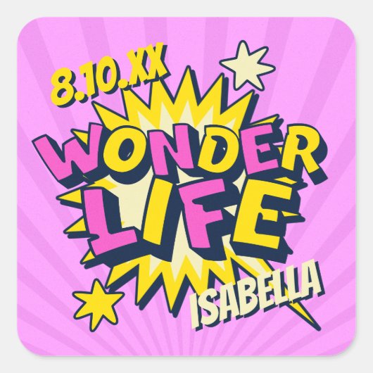 Gepersonaliseerde komische verjaardag vierkante sticker (Voorkant)