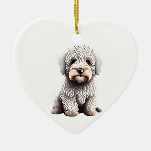 Gepersonaliseerde Komondor Puppy Keramisch Ornament (Voorkant)