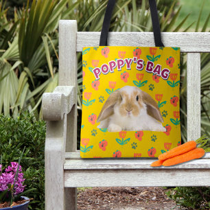 Gepersonaliseerde Konijn Gift, Leuke Pet Foto Acce Tote Bag