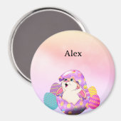Gepersonaliseerde konijn in gekleurd ei magneet (Voorkant / Achterkant)