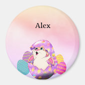 Gepersonaliseerde konijn in gekleurd ei magneet (Voorkant)