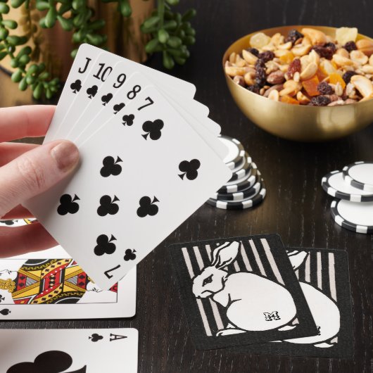 Gepersonaliseerde  konijn zwart en wit pokerkaarten (Insitu)